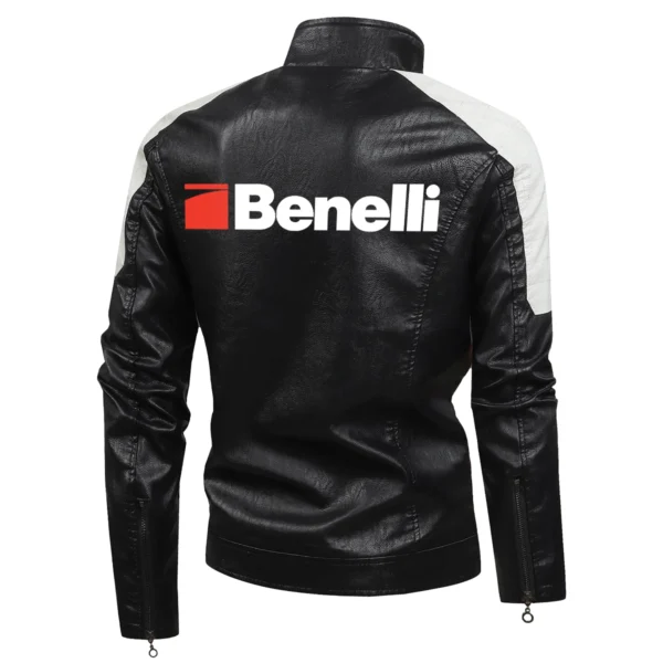 Benelli Exclusive Logo Leather Jacket Motorcycle HOMOT060625LJ01BEN - White - Image 3