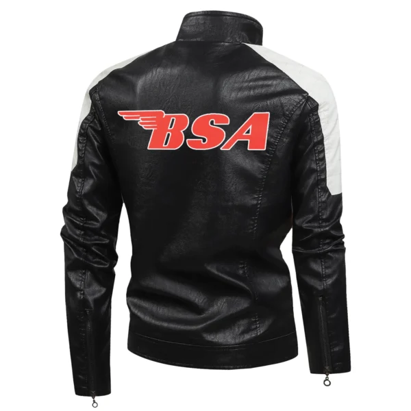 BSA Exclusive Logo Leather Jacket Motorcycle HOMOT060625LJ01BSA - White - Image 3