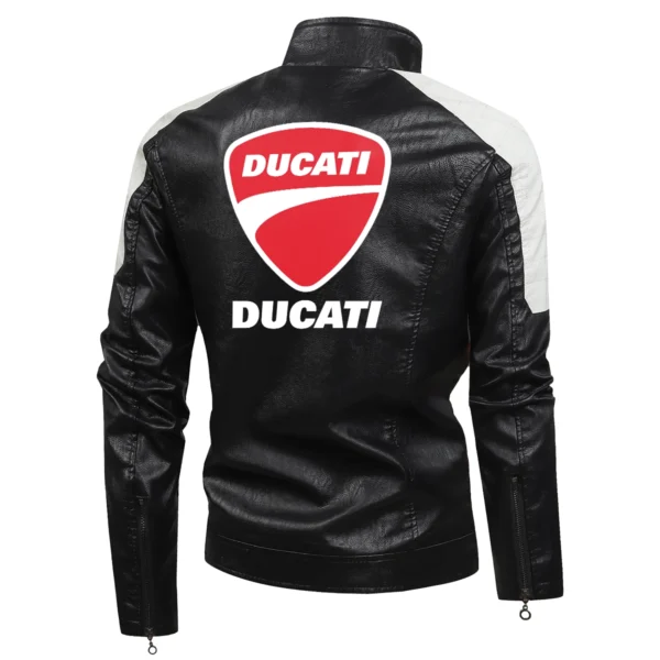 Ducati Exclusive Logo Leather Jacket Motorcycle HOMOT060625LJ01DUC - White - Image 3