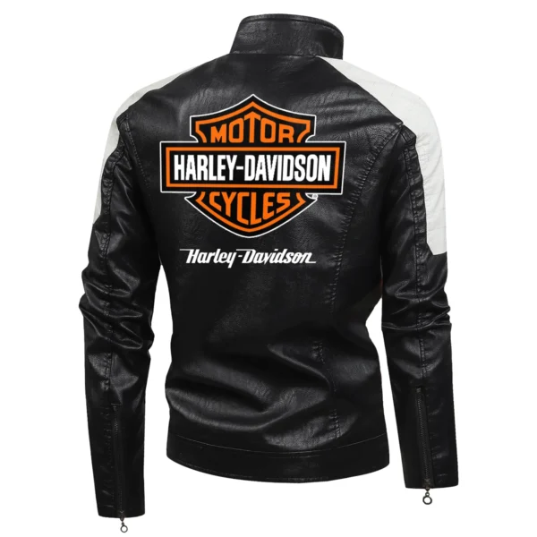 Harley-Davidson Exclusive Logo Leather Jacket Motorcycle HOMOT060625LJ01HD - White - Image 3