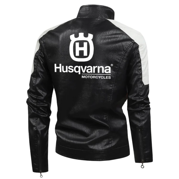 Husqvarna Exclusive Logo Leather Jacket Motorcycle HOMOT060625LJ01HUS - White - Image 3