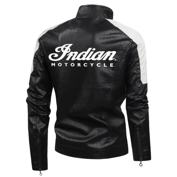 Indian Motorcycle Exclusive Logo Leather Jacket Motorcycle HOMOT060625LJ01IND - White - Image 3