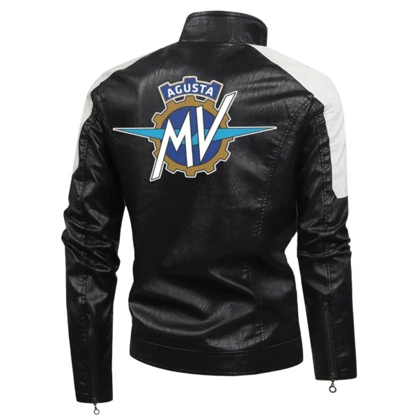 MV Agusta Exclusive Logo Leather Jacket Motorcycle HOMOT060625LJ01MVA - White - Image 3