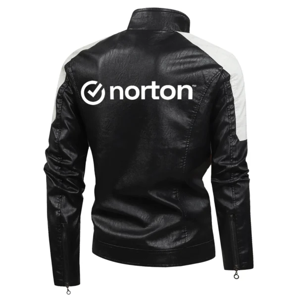Norton Exclusive Logo Leather Jacket Motorcycle HOMOT060625LJ01NOR - White - Image 3