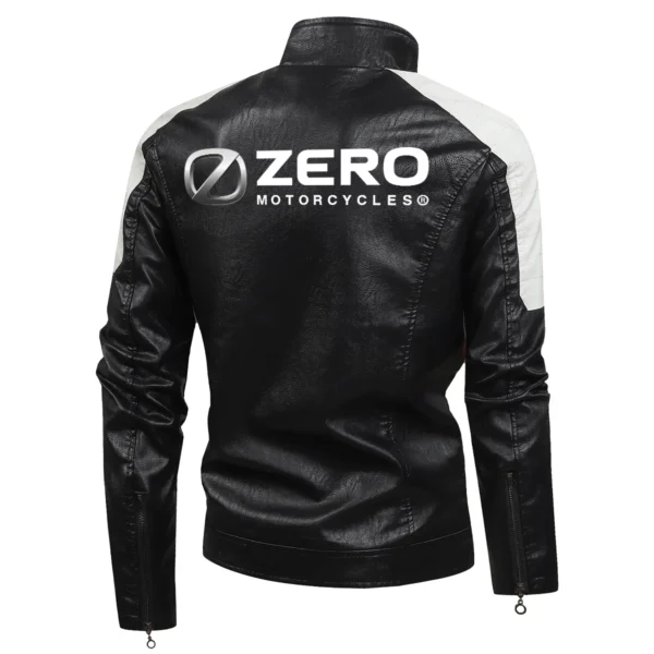 Zero Motorcycles Exclusive Logo Leather Jacket Motorcycle HOMOT060625LJ01ZER - Black & White - Image 3