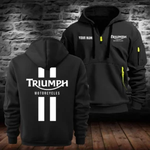 Triumph Motorcycles Exclusive Logo Hoodie Half Zipper QTTRI140425A1 - Black