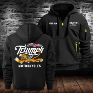 Triumph Motorcycles Exclusive Logo Hoodie Half Zipper QTTRI140425A3 - Black