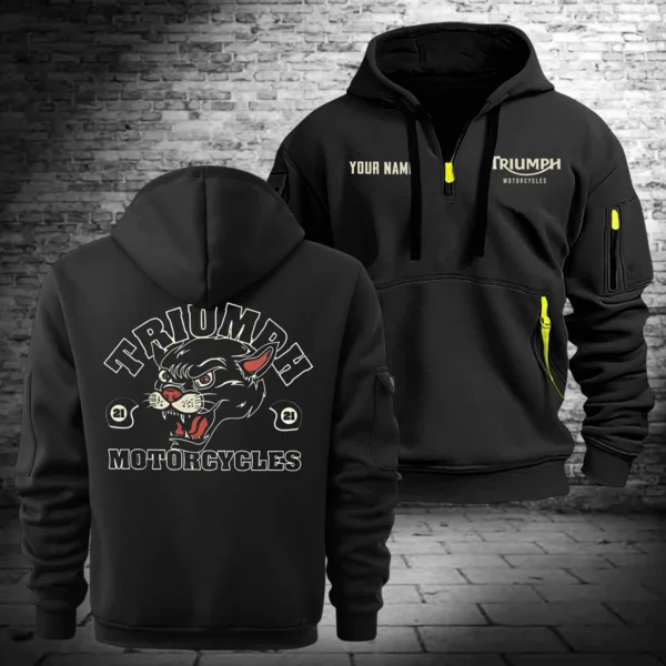 Triumph Motorcycles Exclusive Logo Hoodie Half Zipper QTTRI140425A4 - Black