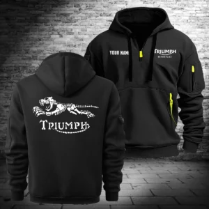 Triumph Motorcycles Exclusive Logo Hoodie Half Zipper QTTRI140425A5 - Black