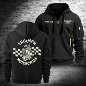 Triumph Motorcycles Exclusive Logo Hoodie Half Zipper QTTRI140425A6 - Black
