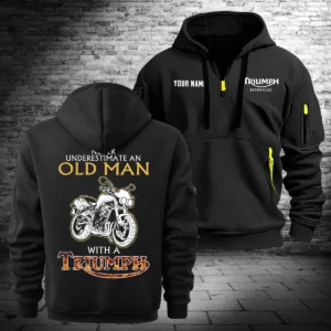 Triumph Motorcycles Exclusive Logo Hoodie Half Zipper QTTRI140425A7 - Black