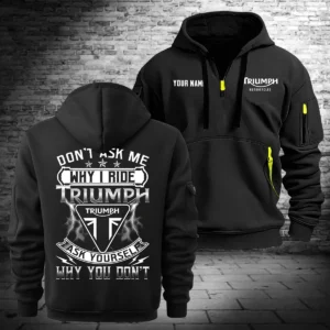 Triumph Motorcycles Exclusive Logo Hoodie Half Zipper QTTRI140425A8 - Black