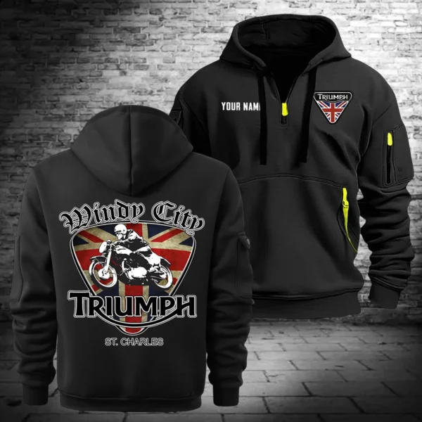 Triumph Motorcycles Exclusive Logo Hoodie Half Zipper QTTRI140425A9 - Black