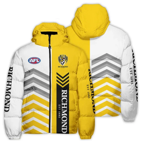 Richmond Tigers Australian Football League Exclusive Logo Down & Puffer Jackets All Over Prints HOAFL230525DPJ01RICH - Image 3