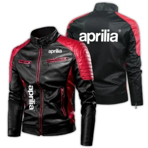 Aprilia Exclusive Logo Leather Jacket Motorcycle HOMOT060625LJ01AM - Black & Red
