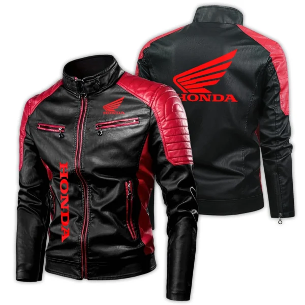 Honda Exclusive Logo Leather Jacket Motorcycle HOMOT060625LJ01HON - Red