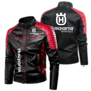 Husqvarna Exclusive Logo Leather Jacket Motorcycle HOMOT060625LJ01HUS - Red