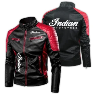 Indian Motorcycle Exclusive Logo Leather Jacket Motorcycle HOMOT060625LJ01IND - Red