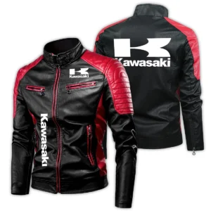 Kawasaki Exclusive Logo Leather Jacket Motorcycle HOMOT060625LJ01KAW - Red
