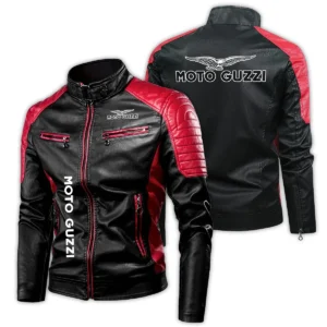 Moto Guzzi Exclusive Logo Leather Jacket Motorcycle HOMOT060625LJ01MGU - Red