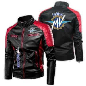 MV Agusta Exclusive Logo Leather Jacket Motorcycle HOMOT060625LJ01MVA - Red