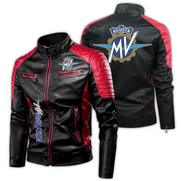 MV Agusta Exclusive Logo Leather Jacket Motorcycle HOMOT060625LJ01MVA - Red