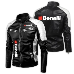 Benelli Exclusive Logo Leather Jacket Motorcycle HOMOT060625LJ01BEN - White