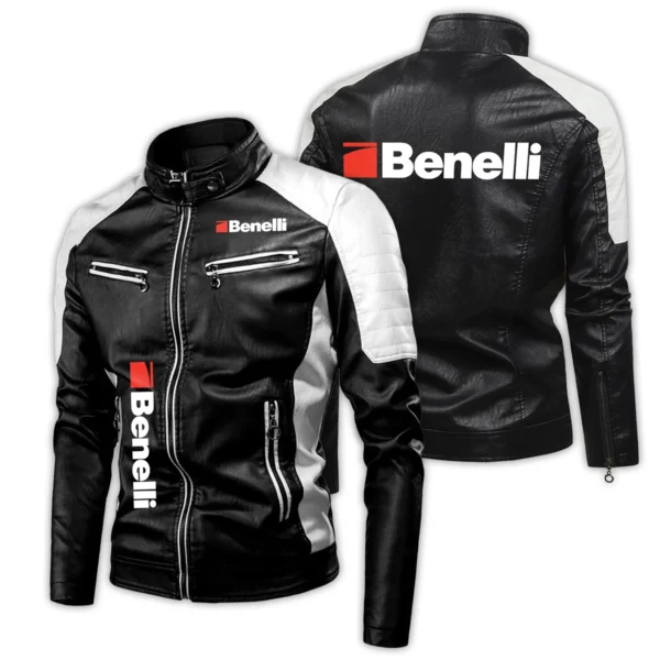 Benelli Exclusive Logo Leather Jacket Motorcycle HOMOT060625LJ01BEN - White