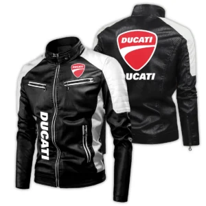Ducati Exclusive Logo Leather Jacket Motorcycle HOMOT060625LJ01DUC - White