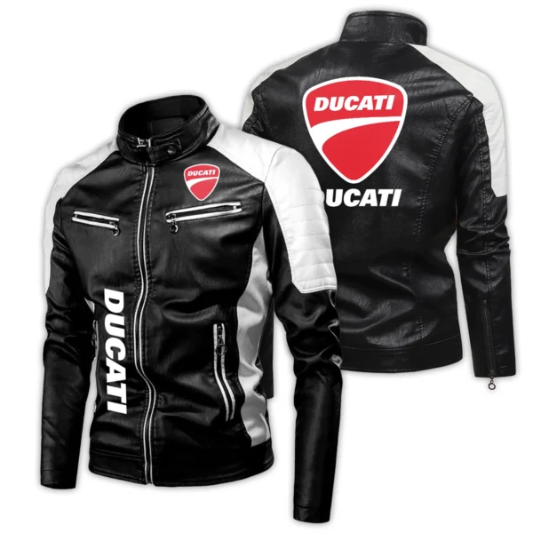Ducati Exclusive Logo Leather Jacket Motorcycle HOMOT060625LJ01DUC - White