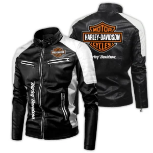 Harley-Davidson Exclusive Logo Leather Jacket Motorcycle HOMOT060625LJ01HD - White