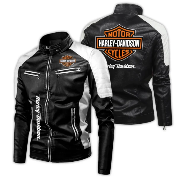 Harley-Davidson Exclusive Logo Leather Jacket Motorcycle HOMOT060625LJ01HD - White