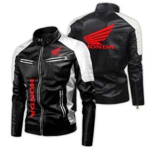 Honda Exclusive Logo Leather Jacket Motorcycle HOMOT060625LJ01HON - White