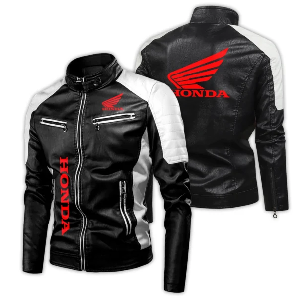 Honda Exclusive Logo Leather Jacket Motorcycle HOMOT060625LJ01HON - White