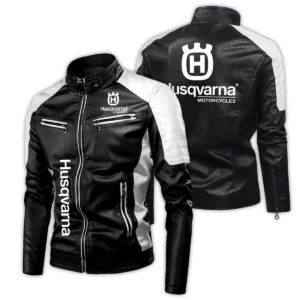 Husqvarna Exclusive Logo Leather Jacket Motorcycle HOMOT060625LJ01HUS - White