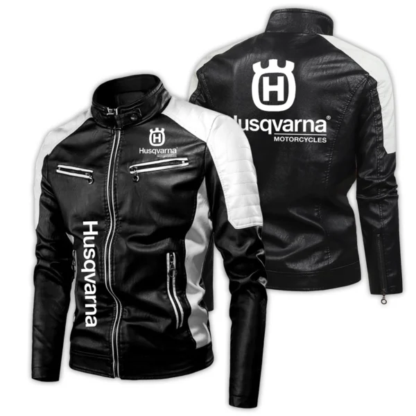 Husqvarna Exclusive Logo Leather Jacket Motorcycle HOMOT060625LJ01HUS - White