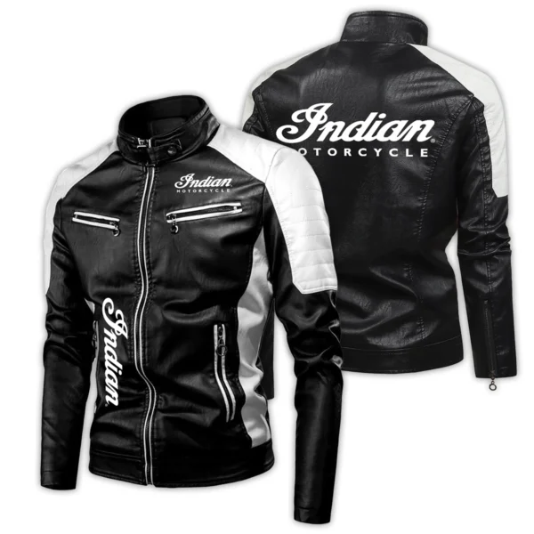Indian Motorcycle Exclusive Logo Leather Jacket Motorcycle HOMOT060625LJ01IND - White