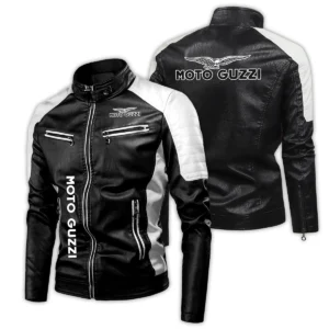 Moto Guzzi Exclusive Logo Leather Jacket Motorcycle HOMOT060625LJ01MGU - White