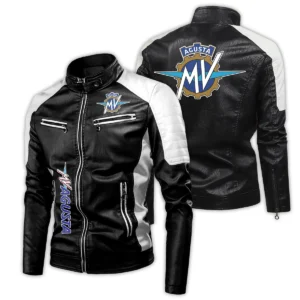 MV Agusta Exclusive Logo Leather Jacket Motorcycle HOMOT060625LJ01MVA - White