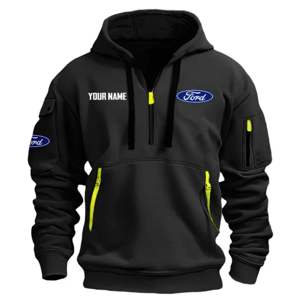 Ford Exclusive Logo Fashion Hoodie Half Zipper BLC22525A1FRD2 - Black