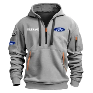 Ford Exclusive Logo Fashion Hoodie Half Zipper BLC22525A1FRD2 - Gray
