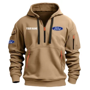 Ford Exclusive Logo Fashion Hoodie Half Zipper BLC22525A1FRD2 - Khaki