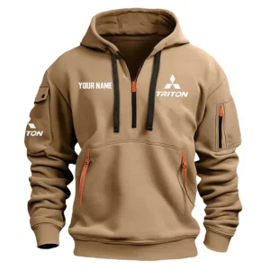 Triton Exclusive Logo Fashion Hoodie Half Zipper BLC22525A1TRT - Khaki