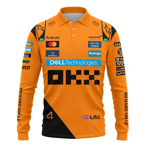Lando Norris McLaren Formula One Exclusive Long Polo Shirt BLF1180525A1LPL - Image 2