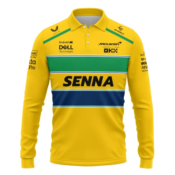 Ayrton Senna McLaren Formula One Exclusive Long Polo Shirt BLF1190525A2LPL - Image 2