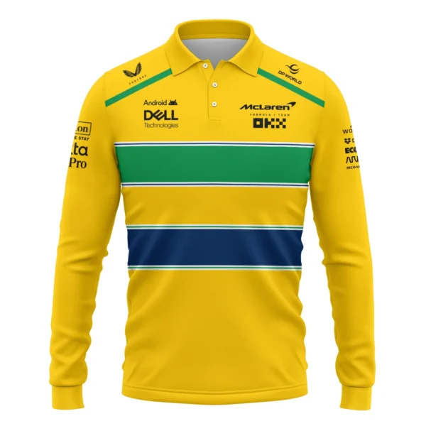 Ayrton Senna The Racing Legend McLaren F1 Exclusive Long Polo Shirt BLF13625A1LPL - Image 2