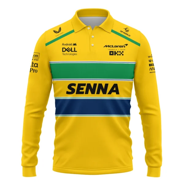 Senna x McLaren - Exclusive Long Polo Shirt Featuring His Iconic Liveries BLF13625A5LPL - Image 2