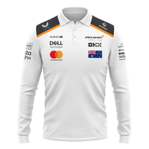 Oscar Piastri OP81 McLaren F1 Exclusive Long Polo Shirt BLF19625A3LPL - Image 2