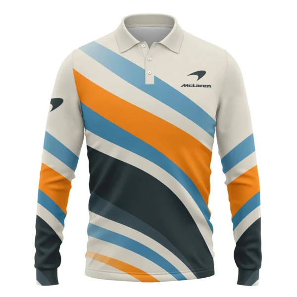 Waves Pattern McLaren F1 Exclusive Long Polo Shirt BLMCL1625A2LPL - Image 2
