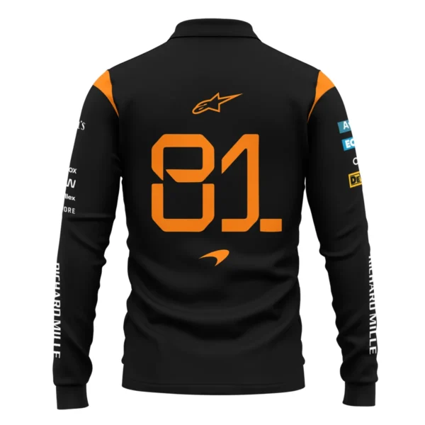 Oscar Piastri McLaren Formula One Exclusive Long Polo Shirt BLF1180525A4LPL - Image 3